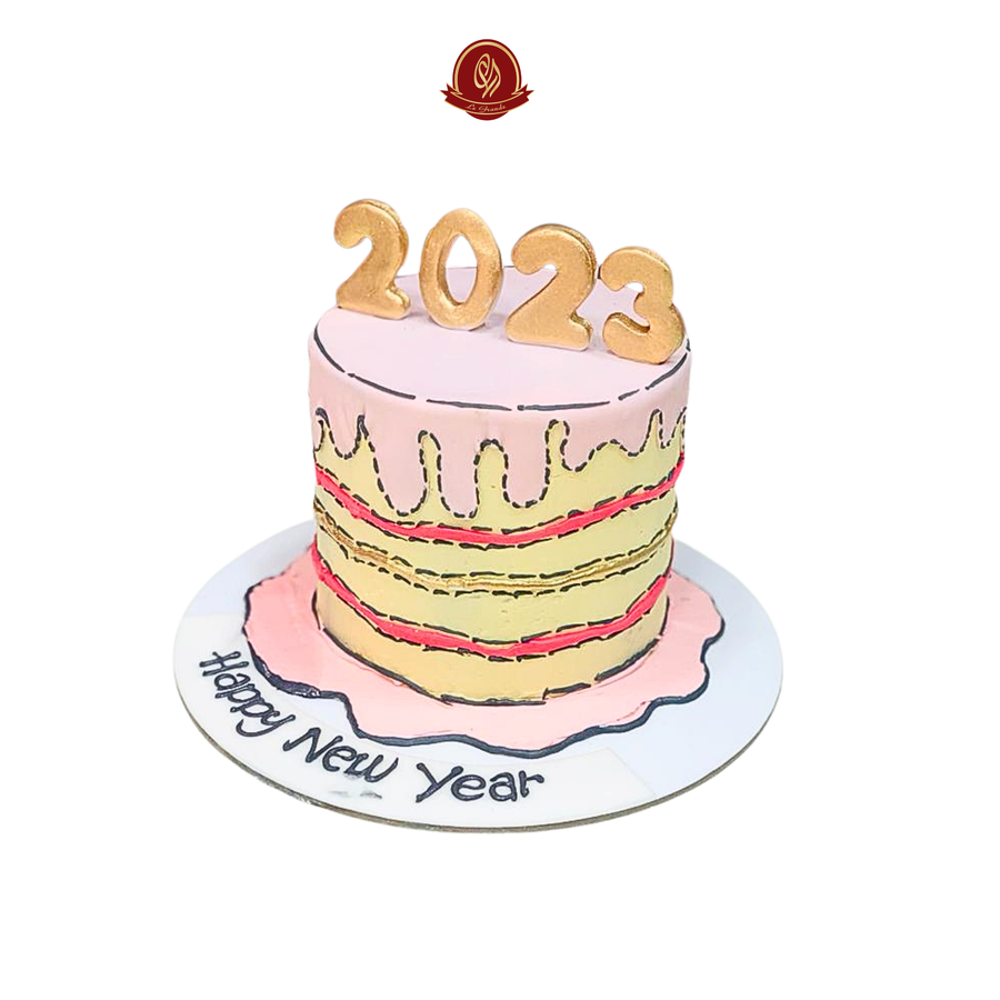 Pink Gold New Year Celebration Cake - Abu Dhabi in Abu Dhabi | New Year Cakes Delivery UAE – Legrandeuae
