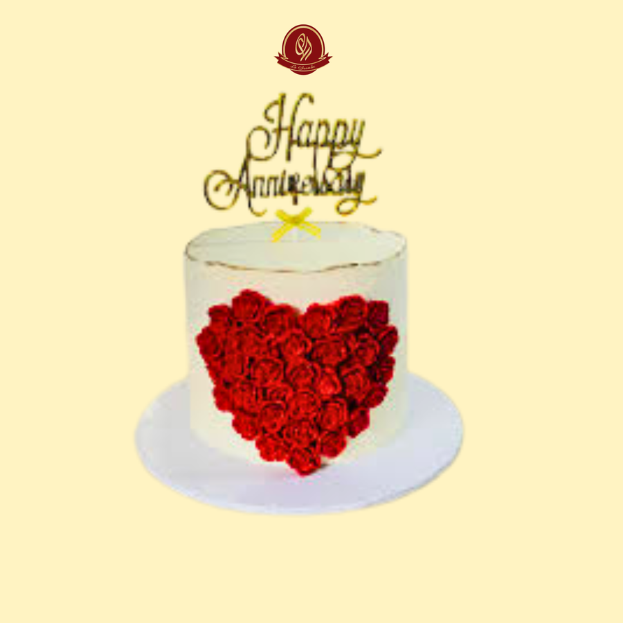 Cylindrical Shape Anniversary Cake with Topper | Abu Dhabi & UAE Delivery in Abu Dhabi | Annivesary Cakes Delivery UAE – Legrandeuae