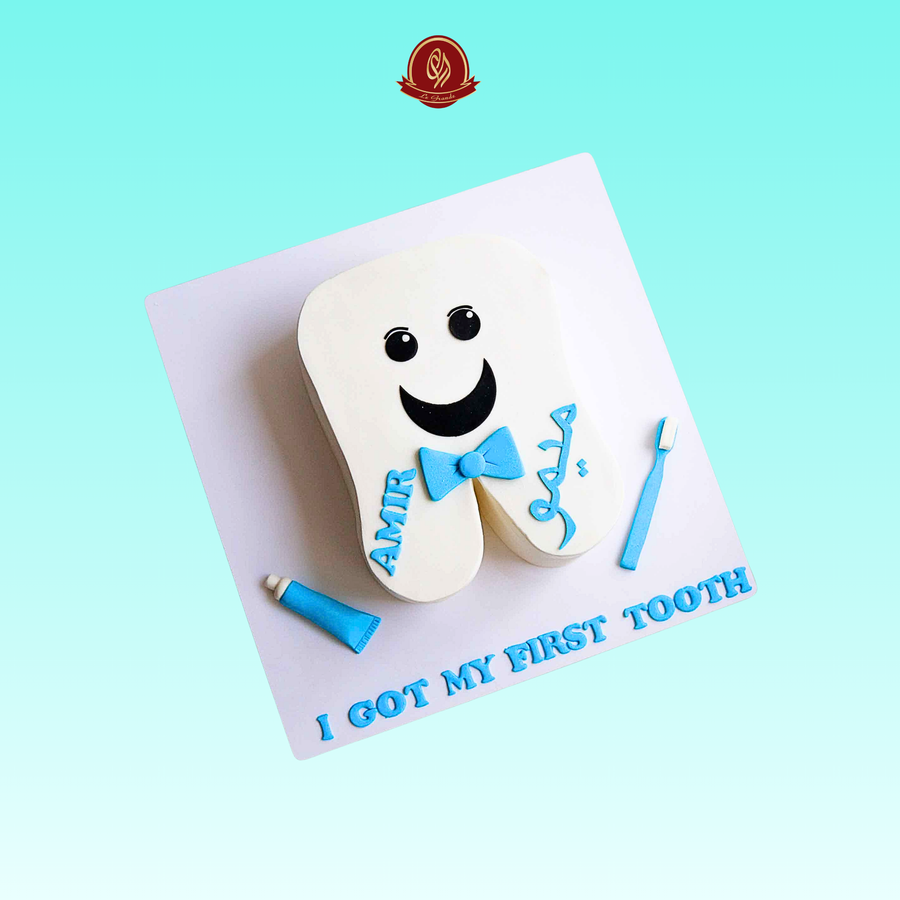 White Color First Tooth Celebration Cake in Teeth Shape - Abu Dhabi in Abu Dhabi | First Teeth / Tooth Cakes Delivery UAE – Legrandeuae