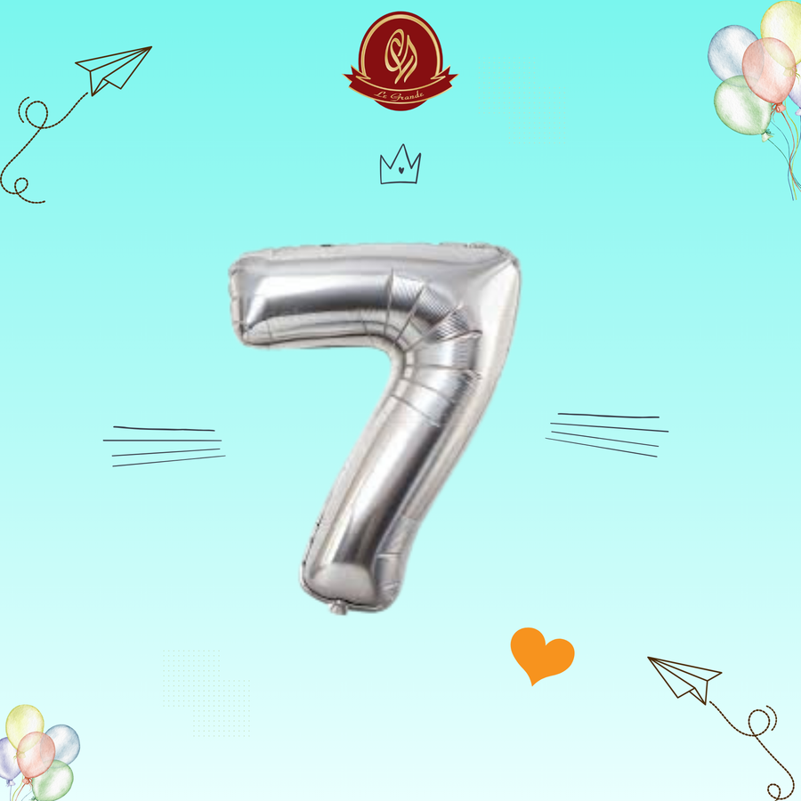 Silver Number 7 Helium Balloon – Party Decoration Abu Dhabi in Abu Dhabi | balloons Delivery UAE – Legrandeuae