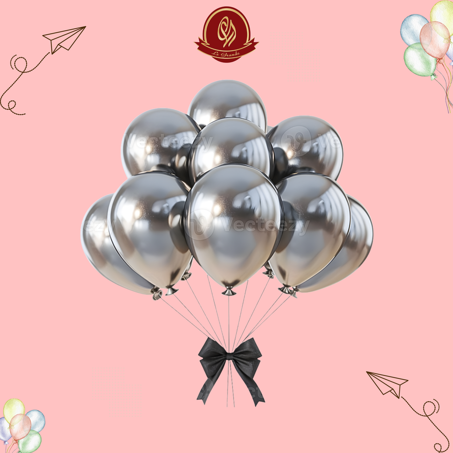 Silver Color Helium Balloons 10 Pcs – Party Balloon Abu Dhabi in Abu Dhabi | balloons Delivery UAE – Legrandeuae