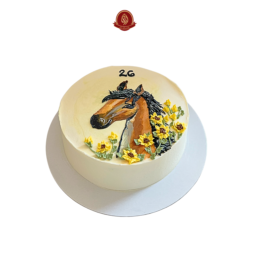 Realistic horse head with yellow flowers Abu Dhabi