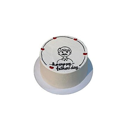 White Father’s Day Cake with Custom Portrait Drawing – Personalized Dad Cake | Abu Dhabi & UAE Delivery in Abu Dhabi | Fathers day Delivery UAE – Legrandeuae