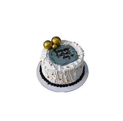 White Engraved Father’s Day Cake with Gold Balls & Edible Image – Premium Custom Dad Cake | Abu Dhabi & UAE Delivery in Abu Dhabi | Fathers day Delivery UAE – Legrandeuae