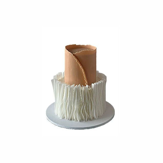 Two-Tier Wafer Style Wedding Cake – Modern Textured Engagement Cake | Abu Dhabi & UAE Delivery in Abu Dhabi | Wedding / Engagement Cakes Delivery UAE – Legrandeuae