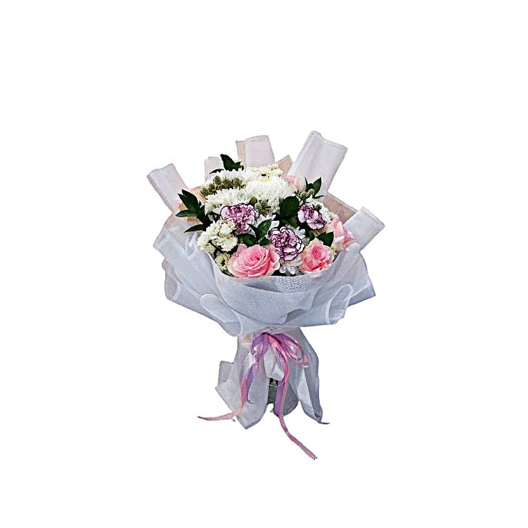 Get Well Soon Flower Bouquet in White Wrapping - Abu Dhabi in Abu Dhabi | Welcome Back Flowers/Bouquet Delivery UAE – Legrandeuae