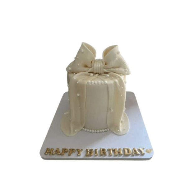 Elegant White Ribbon Bow Celebration Cake - Abu Dhabi in Abu Dhabi | Birthday Cakes – Adults Delivery UAE – Legrandeuae