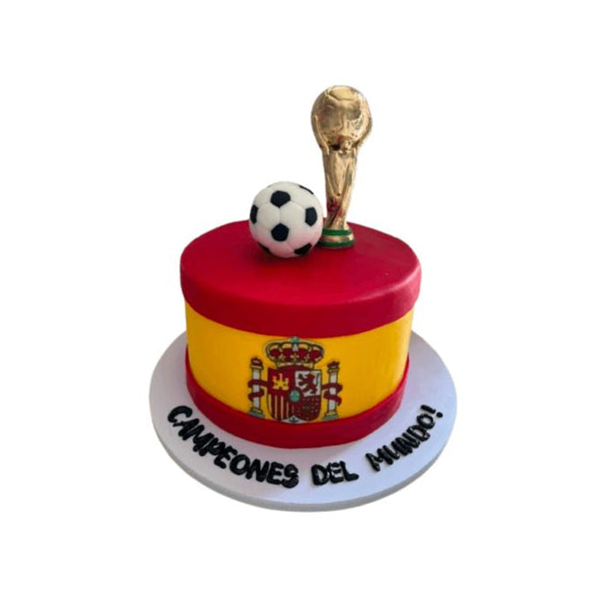 Spanish Flag Soccer Birthday Cake with Trophy - Abu Dhabi in Abu Dhabi | Football Cakes Delivery UAE – Legrandeuae