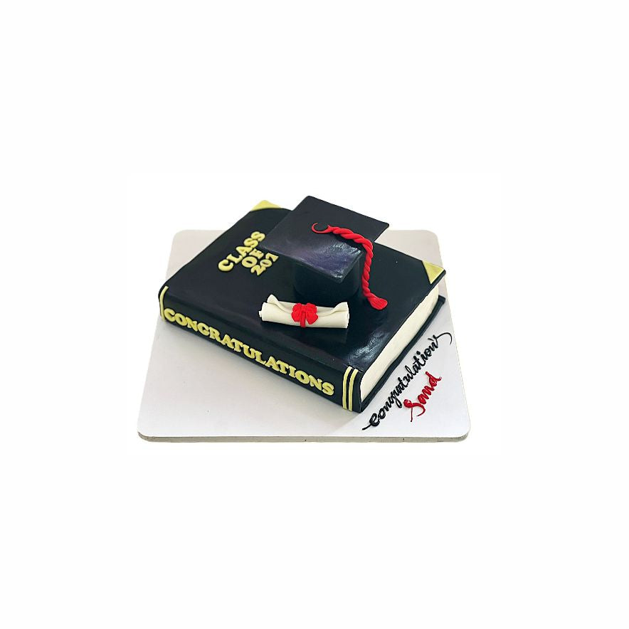 Book Shape Graduation Cake with Black Cap – Abu Dhabi in Abu Dhabi | Graduation Cakes Delivery UAE – Legrandeuae
