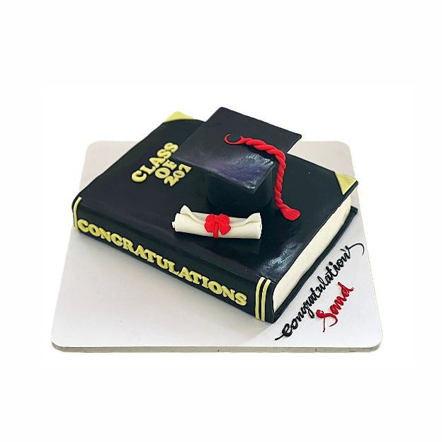 Book Shape Graduation Cake with Black Cap – Abu Dhabi in Abu Dhabi | Graduation Cakes Delivery UAE – Legrandeuae