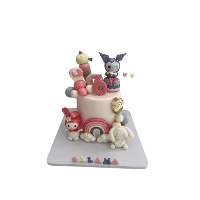 Cinnamoroll And Kuromi Pink Rainbow Birthday Cake- Abu Dhabi