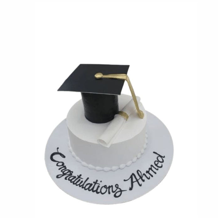 Freedom Finally Graduation Cake White with Cap – Abu Dhabi in Abu Dhabi | Graduations Cakes Delivery UAE – Legrandeuae