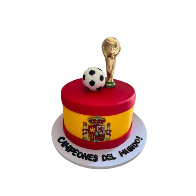Spain Football World Cup Trophy Cake with Soccer Ball Topper - Abu Dhabi in Abu Dhabi | Football Cakes Delivery UAE – Legrandeuae