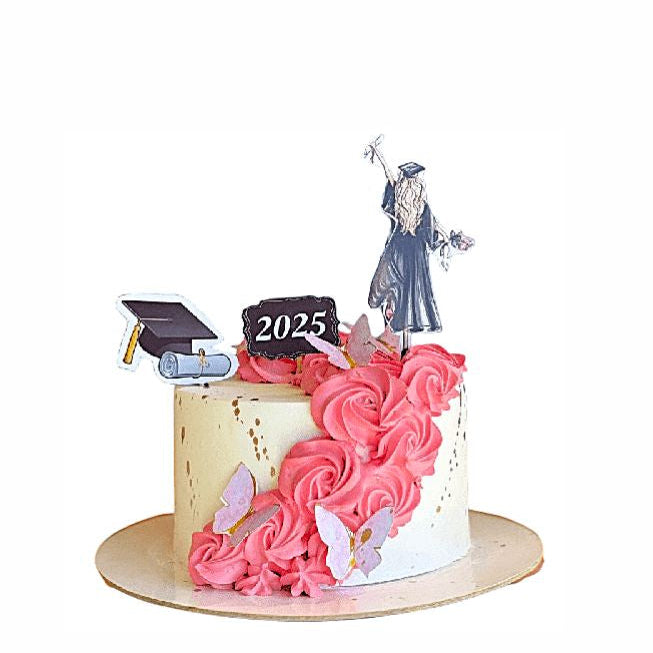 Knowledge Queen Graduation Cake Pink & White – Abu Dhabi in Abu Dhabi | Graduations Cakes Delivery UAE – Legrandeuae