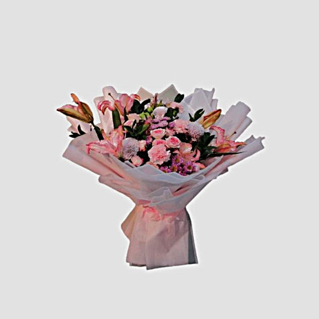 Fresh Pink Lilies and Carnations Bouquet – Abu Dhabi Delivery in Abu Dhabi | Flowers Delivery UAE – Legrandeuae
