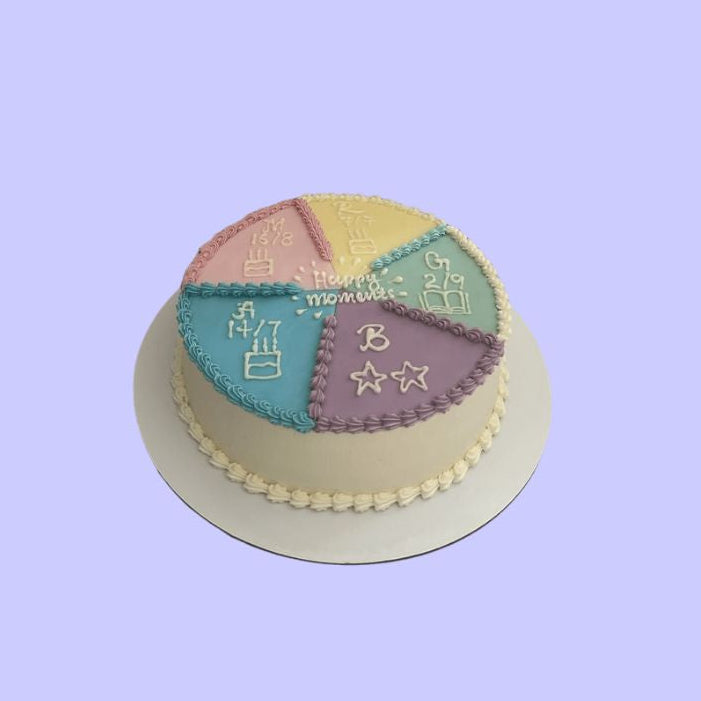 Decorative Segmented Top Design, Divided into Colorful Panels for a Playful, Modern look for Multiple Celebrations such as Birthday Anniversary