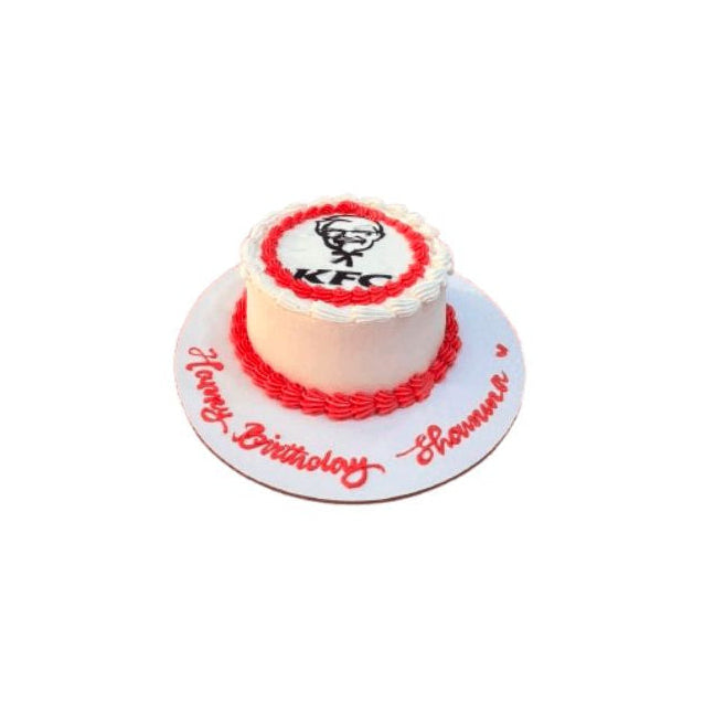 KFC Theme Red and White Birthday Cake with Custom Name - Abu Dhabi