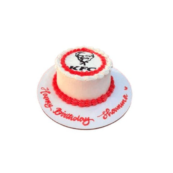 KFC Theme Red and White Birthday Cake with Custom Name - Abu Dhabi