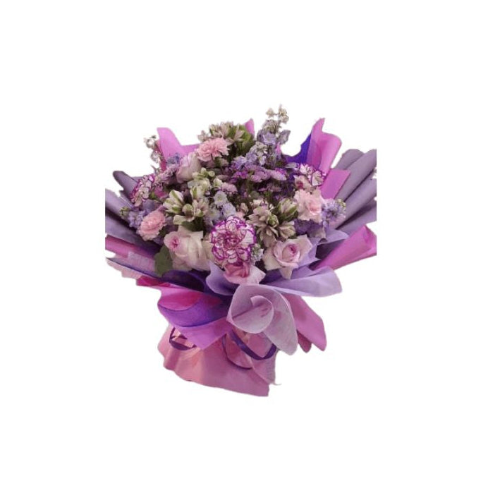 Luxury Pink & Purple Mixed Flower Bouquet Elegant Hand-Tied Floral Arrangement - Abu Dhabi