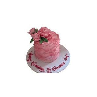 Elegant Pink Rose & Peony Birthday Cake Floral Buttercream Cake - Abu Dhabi