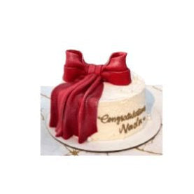 Congratulations-Cake-with-Red-Ribbon-Bow Cake - Abu Dhabi in Abu Dhabi | Birthday cakes - Children Delivery UAE – Legrandeuae