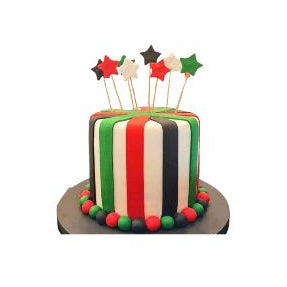 UAE Flag Cake Red, White & Green Birthday Cake with Star Decorations - Abu Dhabi