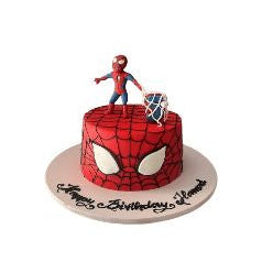 Spider-Man Themed Birthday Cake with Superhero Figurine & Web Design - Abu Dhabi