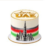 UAE National Day Celebration Cake with Golden “I Love UAE” Topper and Burj Khalifa Skyline - Abu Dhabi in Abu Dhabi | National Day cakes Delivery UAE – Legrandeuae