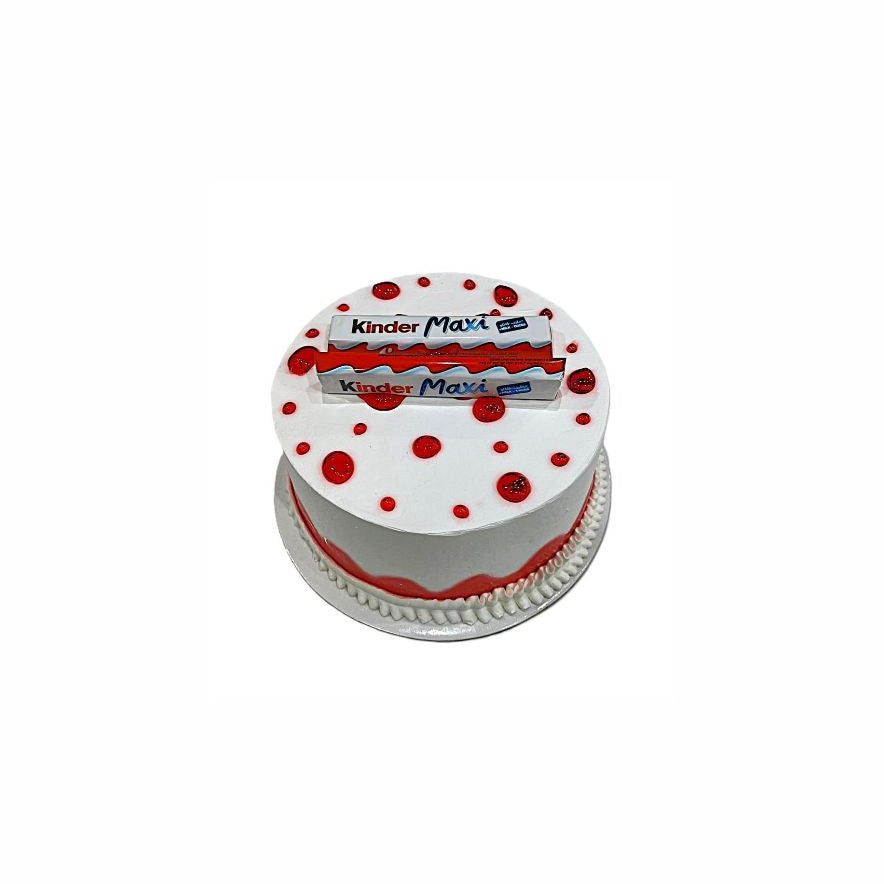 Kinder Cake in Red and White Design - Medium Size in Abu Dhabi | Cakes Delivery UAE – Legrandeuae