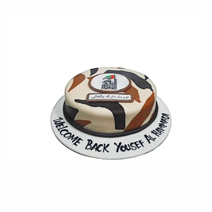 Welcome Back Army Cake – Military Theme Celebration Cake | Abu Dhabi & UAE Delivery in Abu Dhabi | Army / National Service Cakes Delivery UAE – Legrandeuae