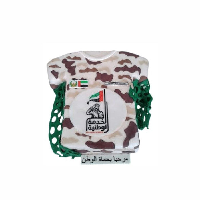 Army Shirt Shape Military Cake – Army Base Theme Designer Cake | Abu Dhabi & UAE Delivery