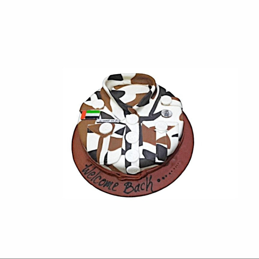 Defence Power Welcome Back Uniform Cake – Army Base Theme Cake | Abu Dhabi & UAE Delivery