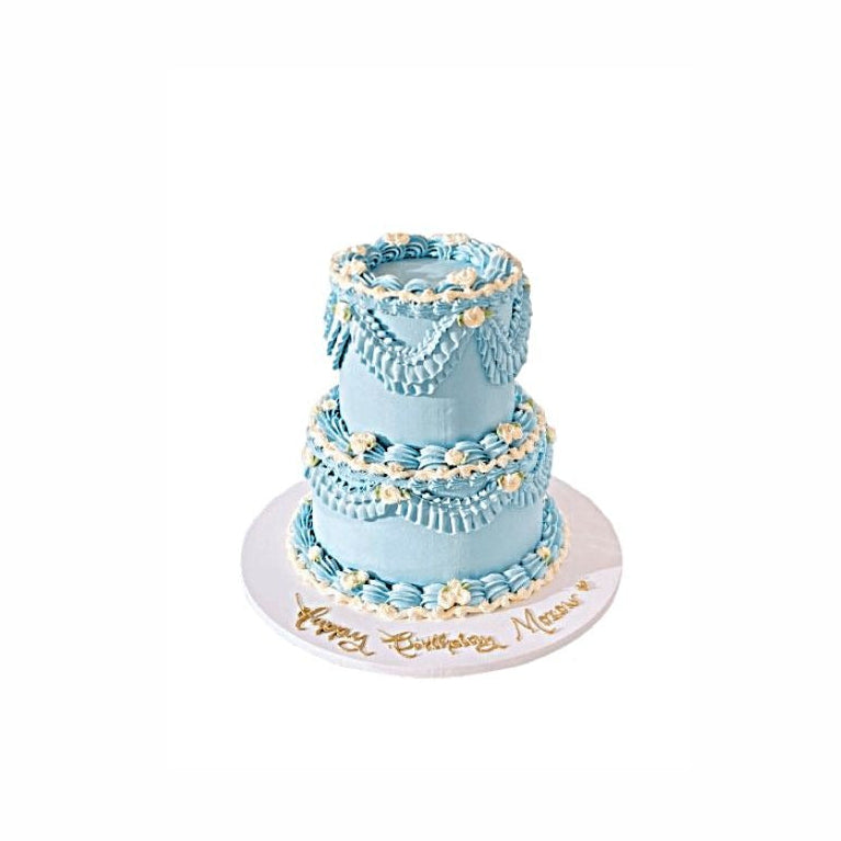Light Blue Vintage Style Layer Cake – Elegant Birthday Cake for Adults | Abu Dhabi & UAE Delivery in Abu Dhabi | Birthday Cakes – Adults Delivery UAE – Legrandeuae