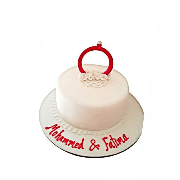 Pure White Classic Scarlet Ring Wedding Cake – Elegant Engagement Cake | Abu Dhabi & UAE Delivery in Abu Dhabi | Wedding / Engagement Cakes Delivery UAE – Legrandeuae