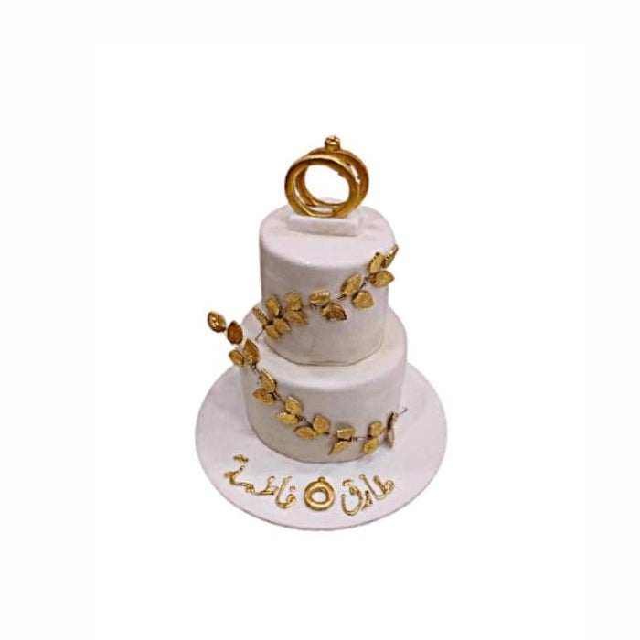 Modern Metallic Leaf Engagement Cake Abu Dhabi in Abu Dhabi | Delivery UAE – Legrandeuae
