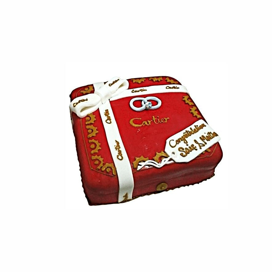 Luxury Red Jewellery Box Engagement Cake – Premium Gift Box Style | Abu Dhabi & UAE Delivery in Abu Dhabi | Wedding / Engagement Cakes Delivery UAE – Legrandeuae