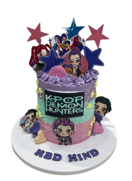 Demon Hunter Squad Cake – Anime Theme Cake Abu Dhabi UAE Delivery in Abu Dhabi | huntrix Lady Cakes Delivery UAE – Legrandeuae