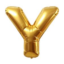 بالون هيليوم ذهبي على شكل حرف Y