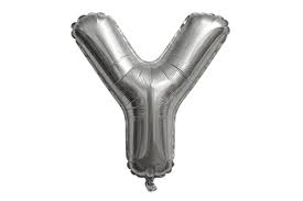 بالون هيليوم فضي على شكل حرف Y