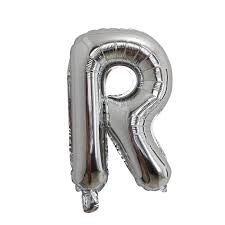 بالون هيليوم فضي على شكل حرف R
