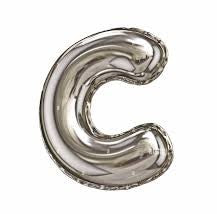 بالون هيليوم فضي على شكل حرف C