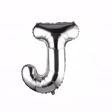 بالون هيليوم فضي على شكل حرف J