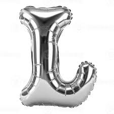 بالون هيليوم فضي على شكل حرف L