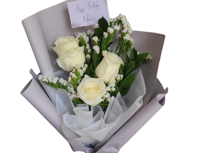 Just Because White Rose Bouquet – Elegant Flowers Abu Dhabi in Abu Dhabi | Flowers Delivery UAE – Legrandeuae