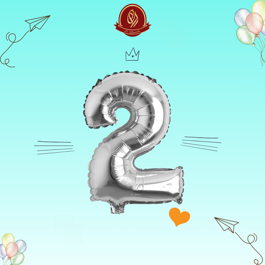 Silver Number 2 Helium Balloon – Party Decoration Abu Dhabi in Abu Dhabi | balloons Delivery UAE – Legrandeuae