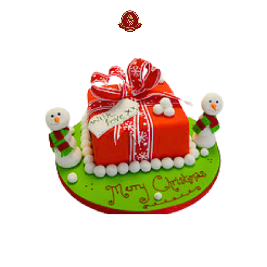 Gift Box Shape Cake 3D Snowman Design – Abu Dhabi in Abu Dhabi | Christmas cakes Delivery UAE – Legrandeuae