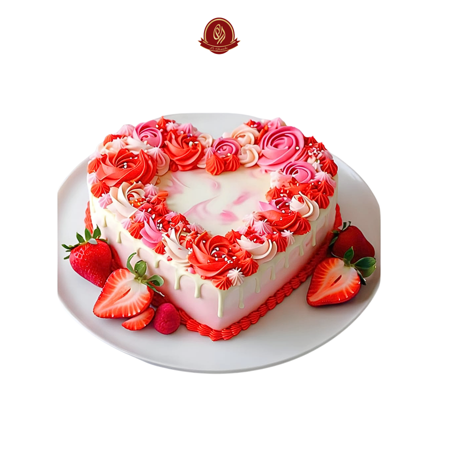 Heart Shape Anniversary Cake with Fresh Strawberry | Abu Dhabi & UAE Delivery in Abu Dhabi | Annivesary Cakes Delivery UAE – Legrandeuae