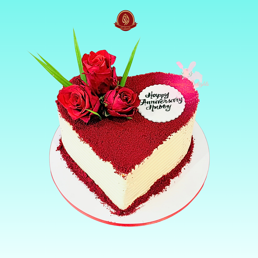 Red Velvet Heart Shape Anniversary Cake | Abu Dhabi & UAE Delivery in Abu Dhabi | Annivesary Cakes Delivery UAE – Legrandeuae