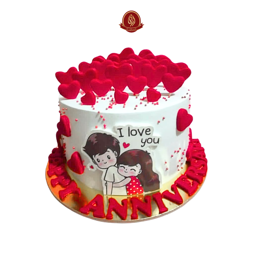 Couple Hug Anniversary Cake with 3D Artwork | Abu Dhabi & UAE Delivery in Abu Dhabi | Annivesary Cakes Delivery UAE – Legrandeuae