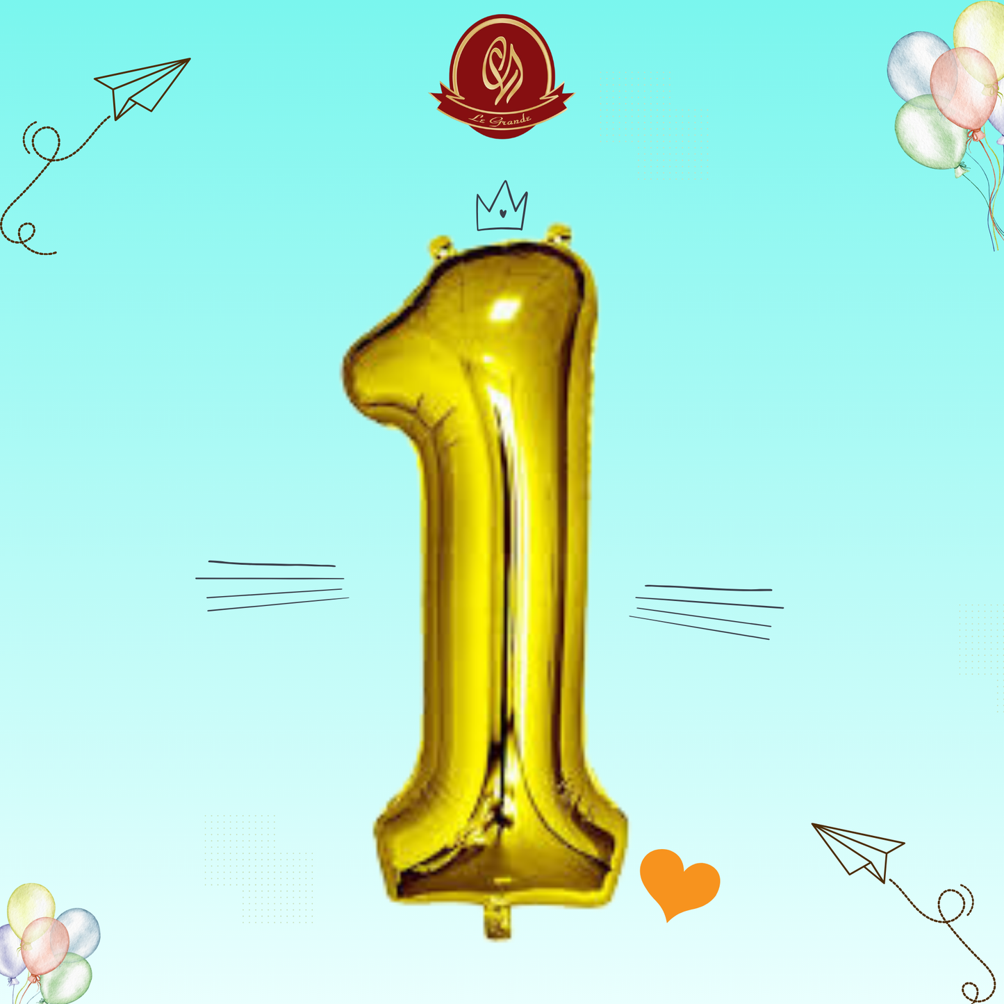 Gold Number 1 Helium Balloon – Party Decoration Abu Dhabi in Abu Dhabi | Balloons Delivery UAE – Legrandeuae